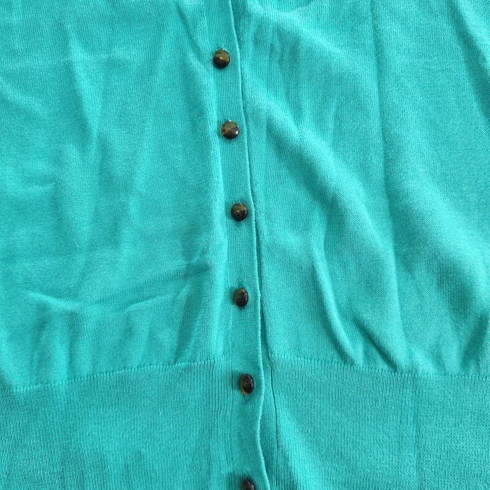 J Crew Factory Womens Cardigan Size S Short Sleeve Cotton Button Up Green 01 - Picture 4 of 10